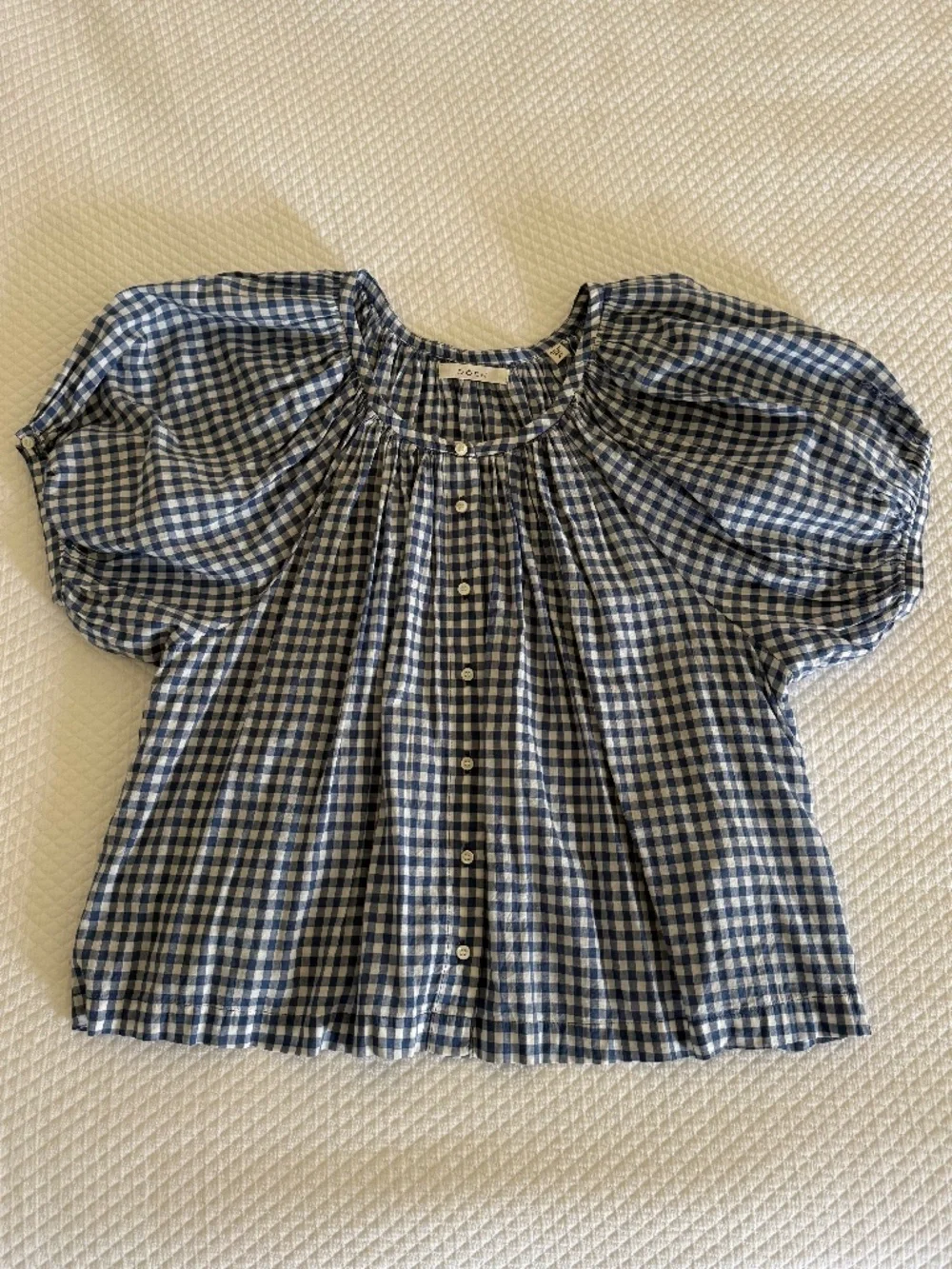 DÔEN June Blouse Top Blue Gingham Organic Cotton Blend Size XS - Picture 5 of 8